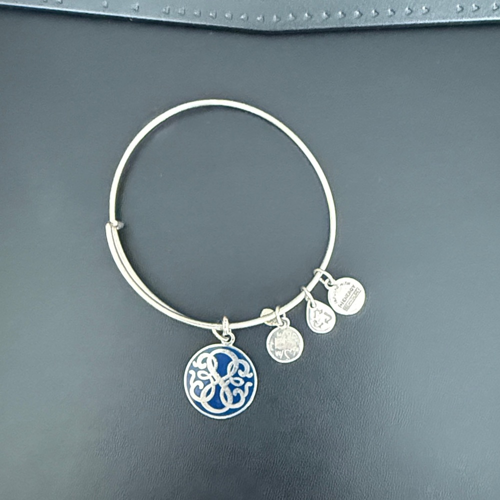 Alex & Ani -Energy Bracelet 2014 Blue and Silver charm Adjustable
